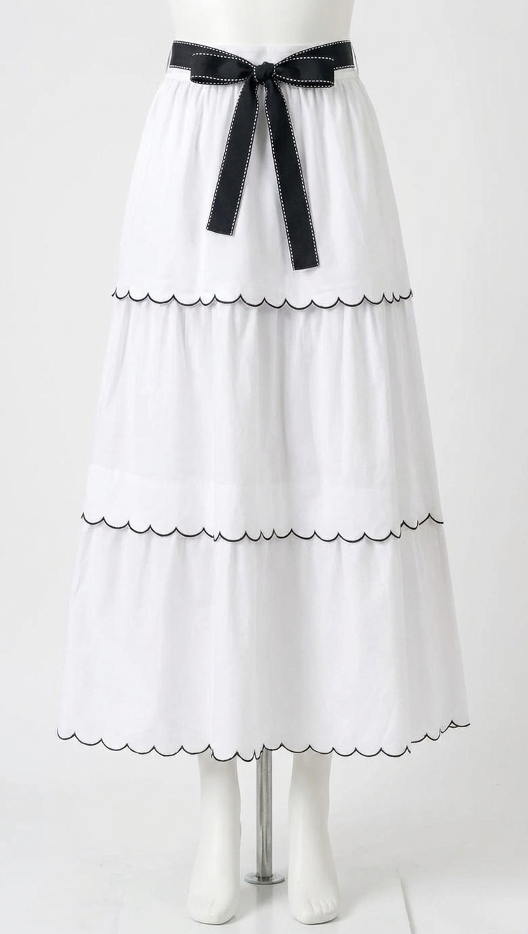 NEW GRETCHEN SCOTT scalloppini skirt in white